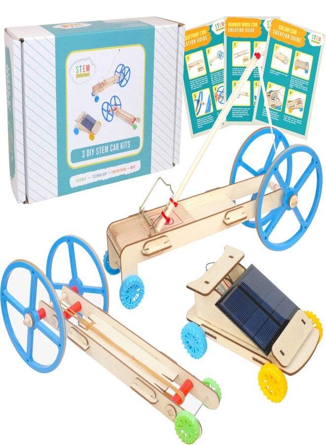 STEM Inventions STEM Kit - 3 DIY Car Projects Powered by Rubber Bands, a Solar Cell, and a Mousetrap - STEM Kits for Kids Ages 8-14 - Educational DIY Kit for Classroom, Homeschool, Science Projects, or Gifts - Image 1